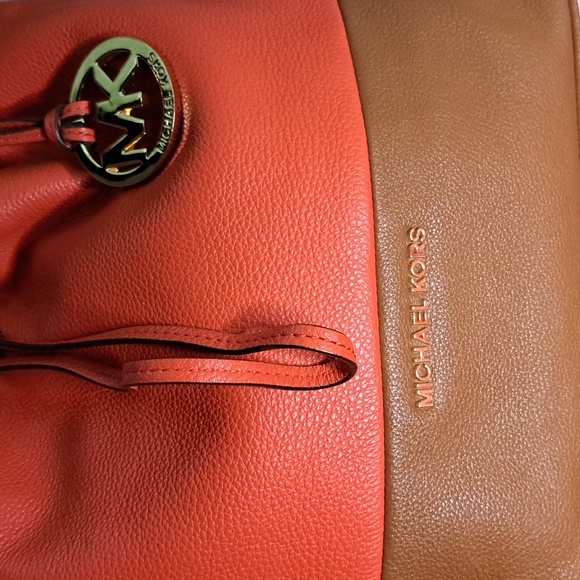 SOLD 🎁 NEW Michael Kors Orange & Brown Soft Pebble Leather Shoulder Bag - Picture 7 of 13